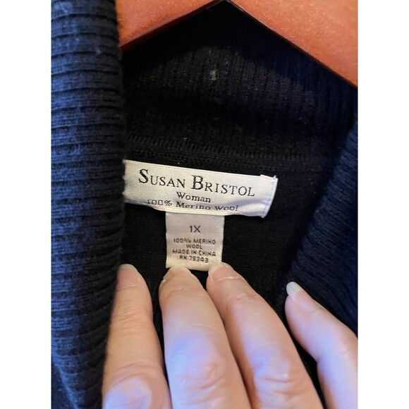 Susan Bristol Women's 100% Merino Wool Black Turtleneck Sweater Size 1X EUC - Picture 2 of 6